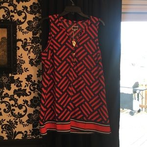 Red white and blue flowing tunic